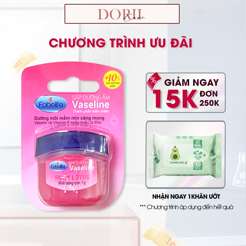 Fobelife Sáp Dưỡng Môi Vaseline Không Màu, Dưỡng Ẩm Giữ Ẩm Giảm Tình Trạng Da Khô Nứt Nẻ
