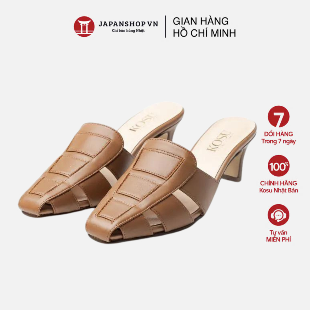 Dép cao gót mũi nhọn 5cm Loafer Leather Kosu KS-23010 siêu êm, siêu nhẹ không gây đau mỏi chính hãng