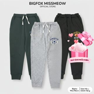 Quần dài cho bé trai Bigfox Miss Meow mùa thu đông mặc nhà vải nỉ 3-11 tuổi 