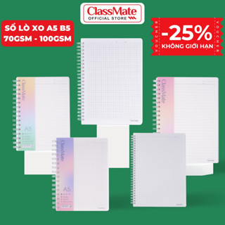  Sổ Lò Xo 100GSM ClassMate Sổ Tay Ghi Chép 200 Trang Bìa Nhựa A5 B5 70GSM Kẻ Ngang Caro Dot Grid Viết Bài Takenote 