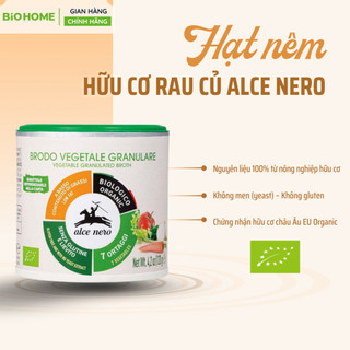 Hạt Nêm Rau Củ Hữu Cơ Alce Nero 120g - Không Chất Điều Vị, An Toàn Cho Bé Từ 1 Tuổi, Chứng Nhận EU Organic,Thuần chay