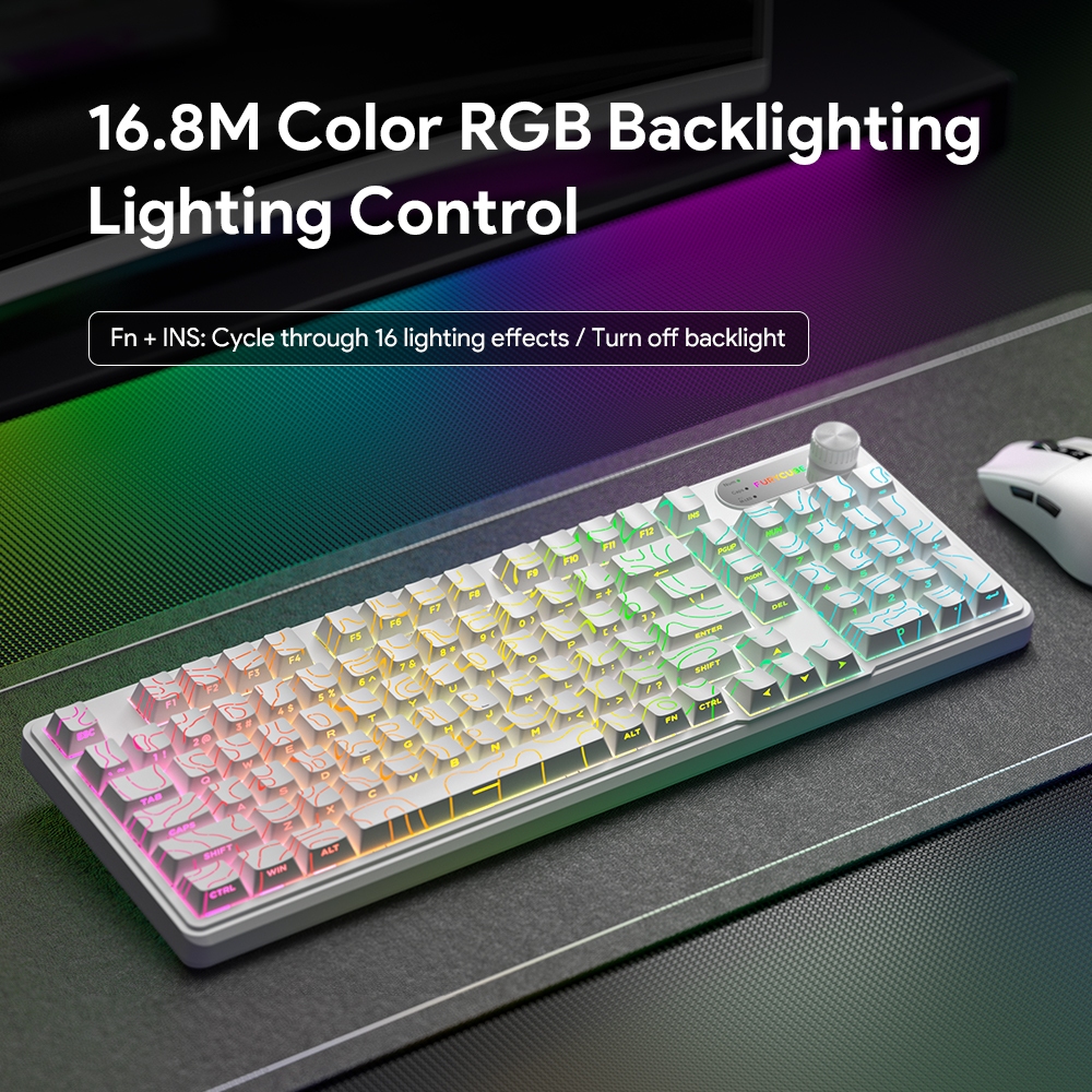 Bàn Phím Bluetooth/USB FURYCUBE IP98 PRO, LED RGB, Smart Knob, Keycap PBT Cao Cấp, Không Ồn