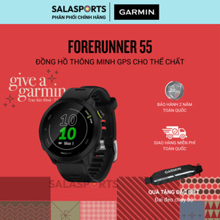  Đồng Hồ Thông Minh Garmin Forerunner 55 GPS  Black Monterra Grey  - Hàng Chính Hãng 