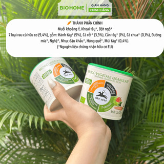 Hạt Nêm Rau Củ Hữu Cơ Alce Nero 120g - Không Chất Điều Vị, An Toàn Cho Bé Từ 1 Tuổi, Chứng Nhận EU Organic,Thuần chay