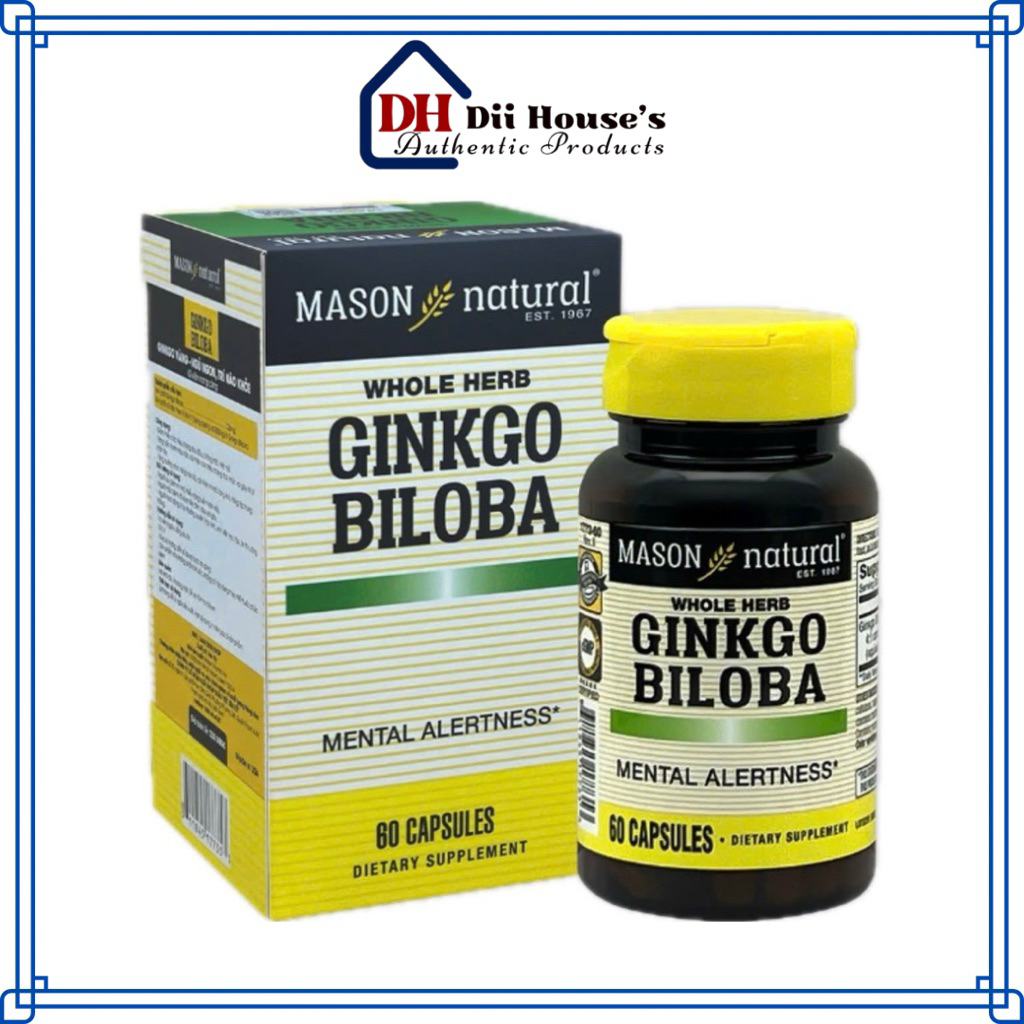 [Nhập khẩu] Viên uống bổ não Mason Natural Ginkgo Biloba 60 viên, diihouse.