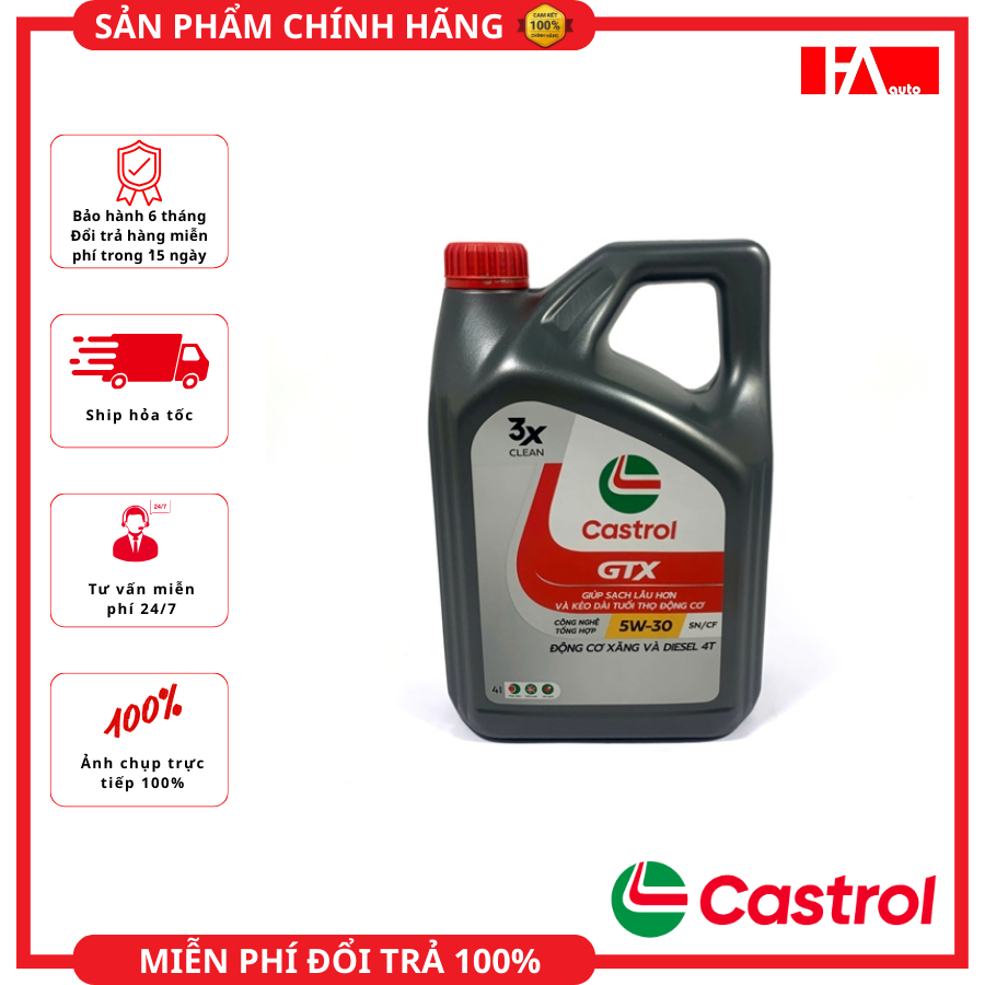 { HÀNG CHÍNH HÃNG CASTROL }  Dầu máy Castrol GTX 5W-30 SN/CF 4L