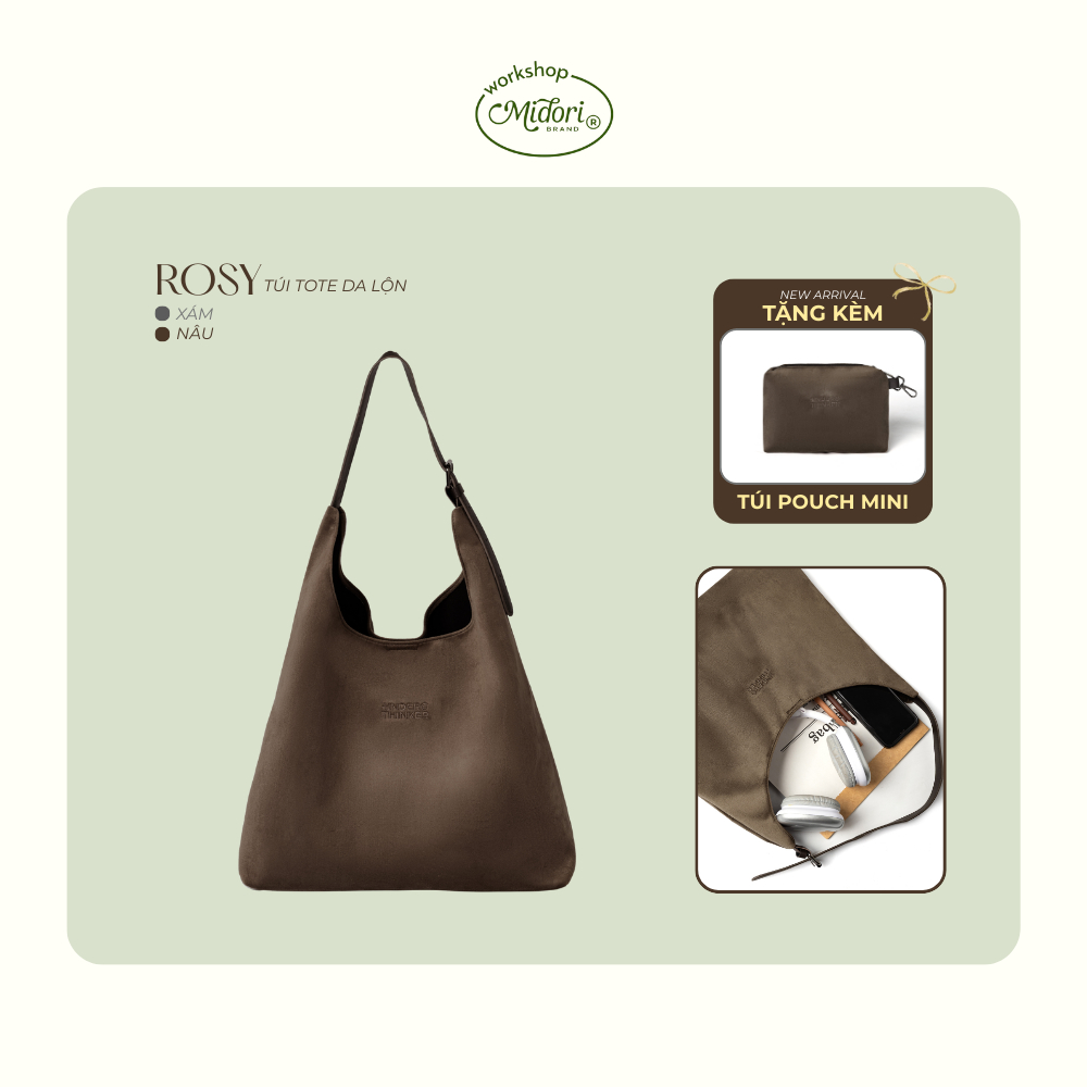 Túi Tote Vải Nỉ Nhung ROSY Quai Đeo Vai Điều Chỉnh Nam Nữ Kiểu Đi Học Làm Cổ Điển | MI MIDORI