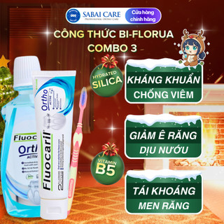  Combo 3 sản phẩm bạc hà kem đánh răng bàn chải nước súc miệng cho người niềng răng Sabai Care HCM 