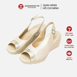  Dép Sandal đế xuồng 8CM đính sequin Kosu 24011 Sandan hở mũi siêu nhẹ chống thấm nước trơn trượt chính hãng Nhật Bản 