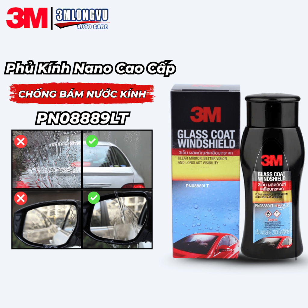 Chai chống bám nước trên kính xe 3M Glass Coat Windshield 08889 LT 200ml