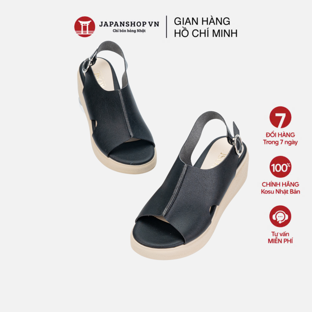 Sandal đế xuồng Kosu 5,5cm, dép sandal nữ siêu nhẹ, êm chân, chống trươn trượt Cushii K-24213
