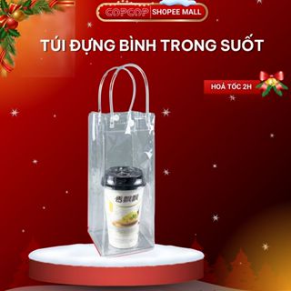  Túi trong suốt đựng bình COPCOP chất liệu chắc chắn vừa với các bình giữ nhiệt có tay xách tiện lợi có nút cúc bấm 