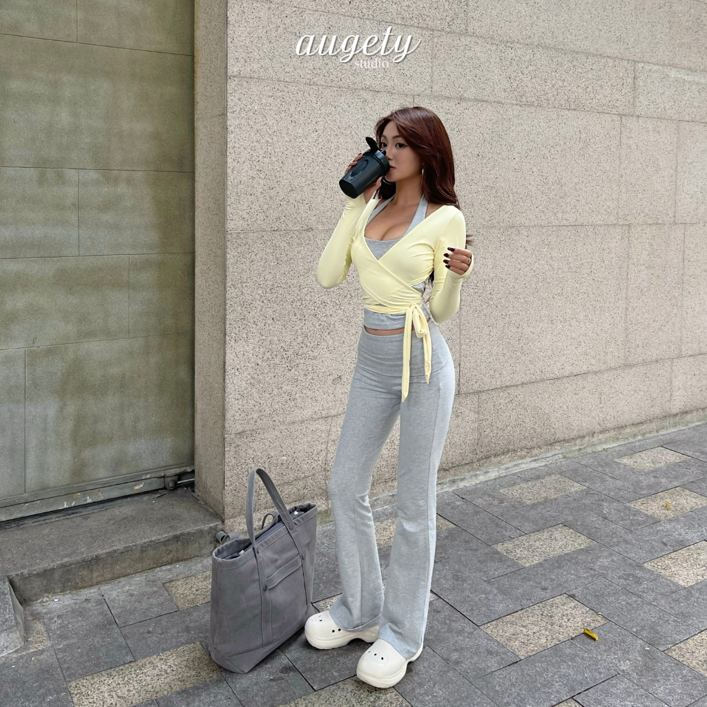 Áo Khoác Đắp Chéo Buộc Dây Tay Dài Công Nghệ Vải Siêu Mỏng Mát Và Co Giãn Ôm Sát Augety Studio, LIORA Wrapped Cardigan | BigBuy360 - bigbuy360.vn