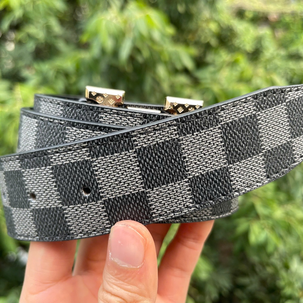 Thắt lưng nam, dây lưng nam caro mặt kim loại nguyên khối trẻ trung thời trang, dây nịch da TLLLS08