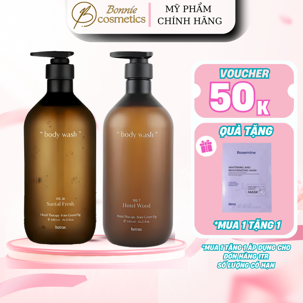 Sữa tắm Hetras Hotel Therapy Body Wash hương Hotel Wood, chăm sóc da mềm mịn 1013ml