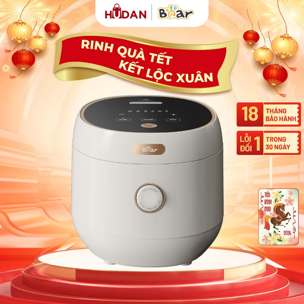 Nồi cơm điện BEAR 1.2L SB-NC30B Tiếng Việt 2-5 Người Ăn 6 Chức Năng Nấu Đa Dạng - Tráng Men Sứ