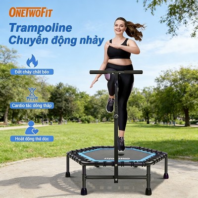 OneTwoFit 127cm Trampoline Bạt nhún Rebounder 50" - Máy tập thể dục trong nhà không gây tiếng ồn