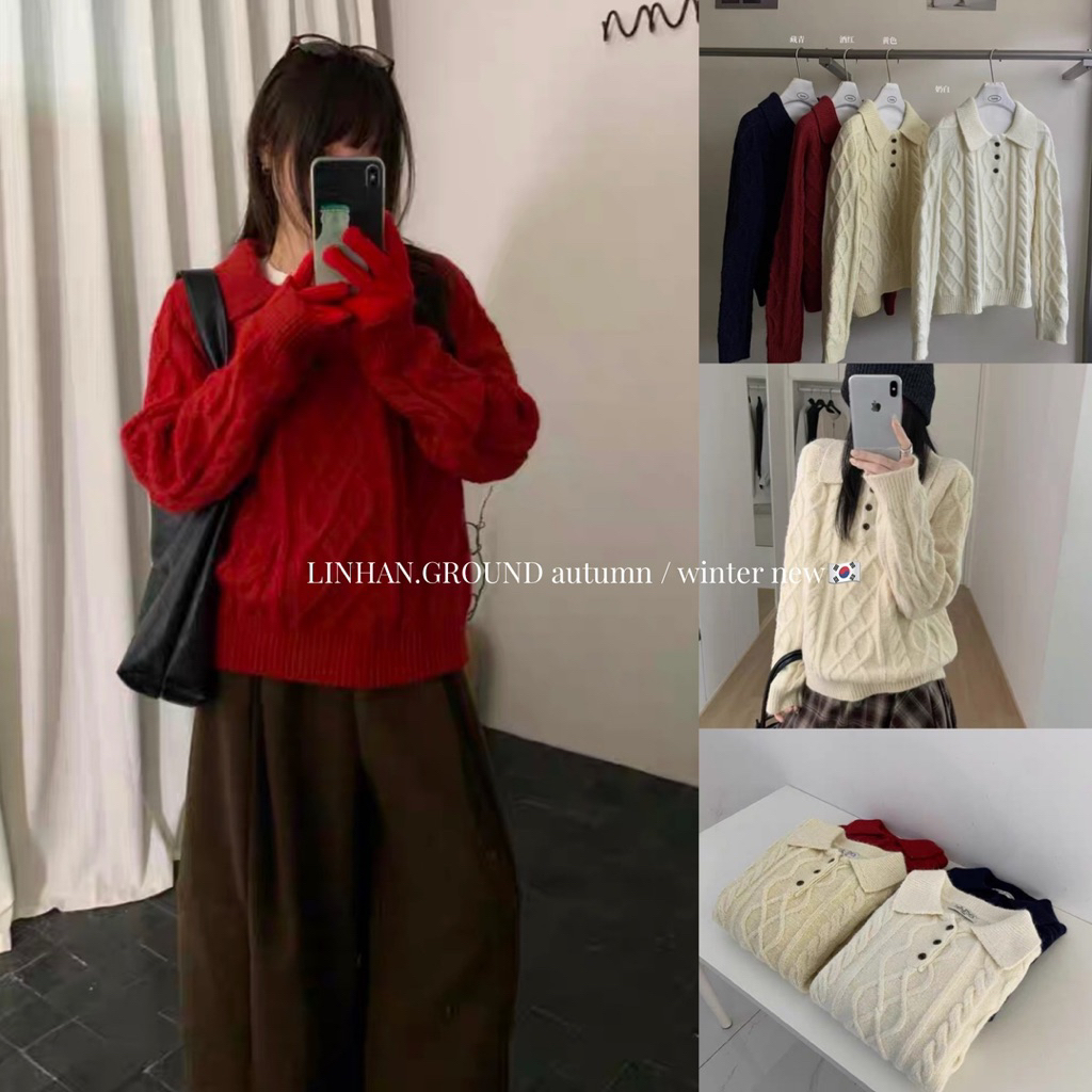 /𝙇𝙞𝙣𝙝𝙖𝙣𝙤𝙛𝙛𝙞𝙘𝙞𝙖𝙡/ ÁO LEN VẶN THỪNG POLO ERUME STYLEKOREAN 🇰🇷