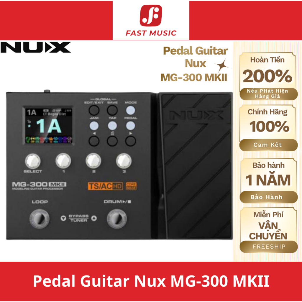 [Chính Hãng] Phơ Đàn Guitar Nux MG300 MKII Multi Effects - Bàn Đạp MG-300 MKII Fuzz Pedals