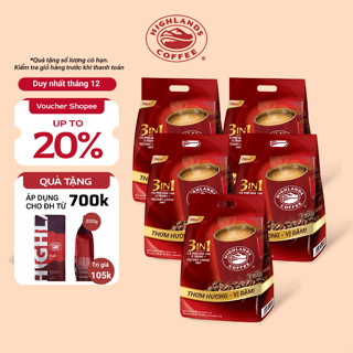  COMBO 5 TÚI - CÀ PHÊ SỮA HOÀ TAN HIGHLANDS COFFEE - 50 GÓI 