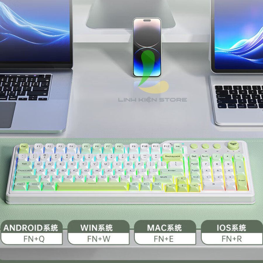 Bàn Phím HOSAN AULA F3099 Giả Cơ Kết Nối Không Dây Cùng Núm Xoay Đa Năng | BigBuy360 - bigbuy360.vn