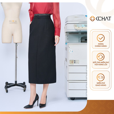 Chân Váy 𝐂𝐂𝐇𝐀𝐓 Dáng A Cạp Kiểu Dài Chất Liệu Tuytsi Cao Cấp Sang Trọng 14CDS2039AT