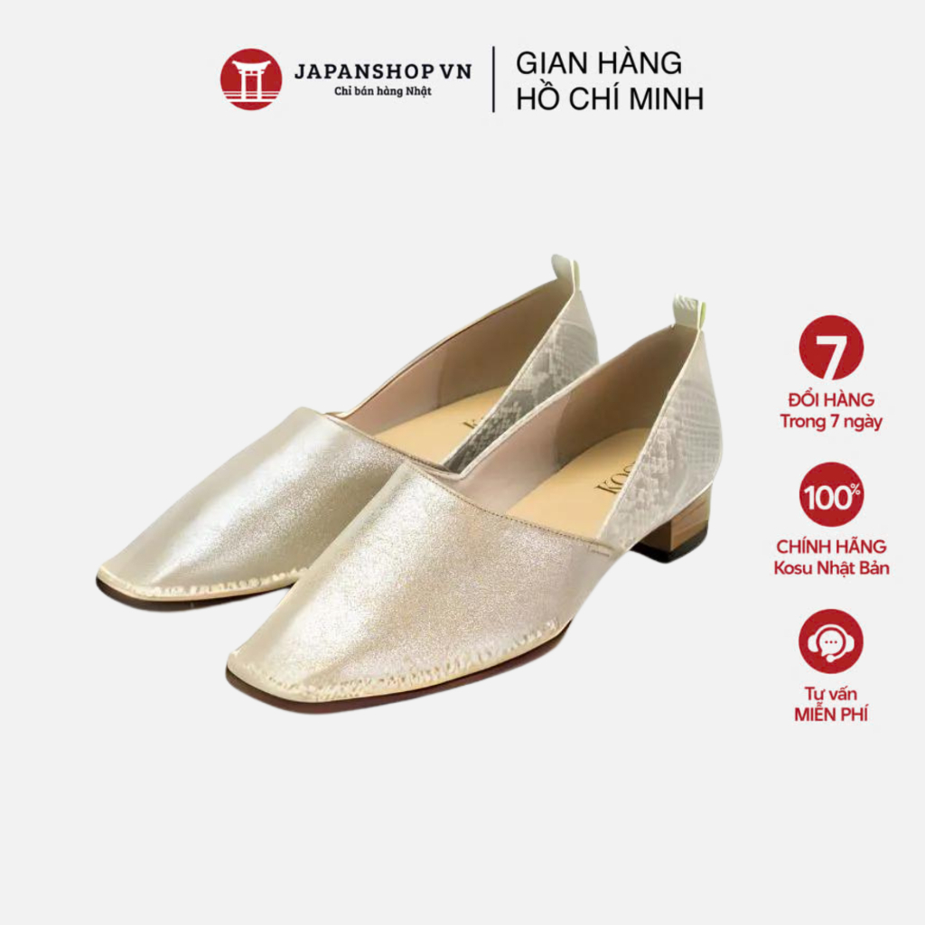 Giầy da đế bệt 2cm siêu êm Kosu 23160, giày lười công sở nhẹ êm chân chống nước chính hãng Nhật Bản