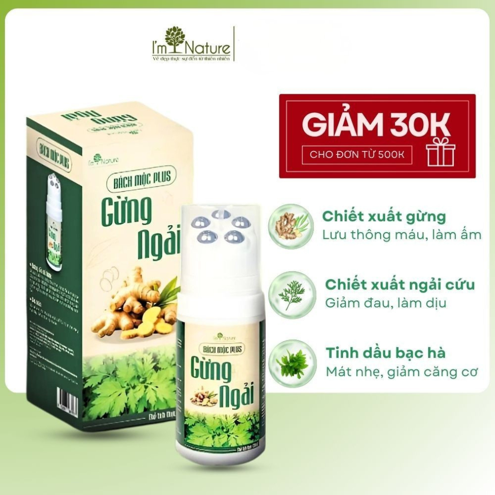 Con lăn Bách Mộc Plus I'm Nature massage cổ vai gáy hỗ trợ giảm đau mỏi người già, ngồi văn phòng