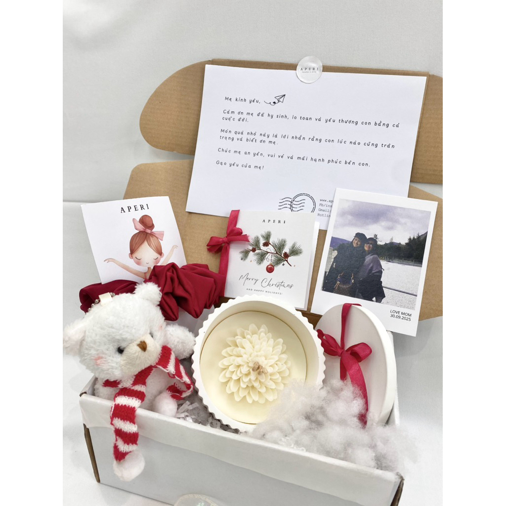 Set Quà APERI - Snow Box Giáng Sinh,  Quà Tặng Sinh nhật, Quà Tặng người thương, Aperi Candles & Gif