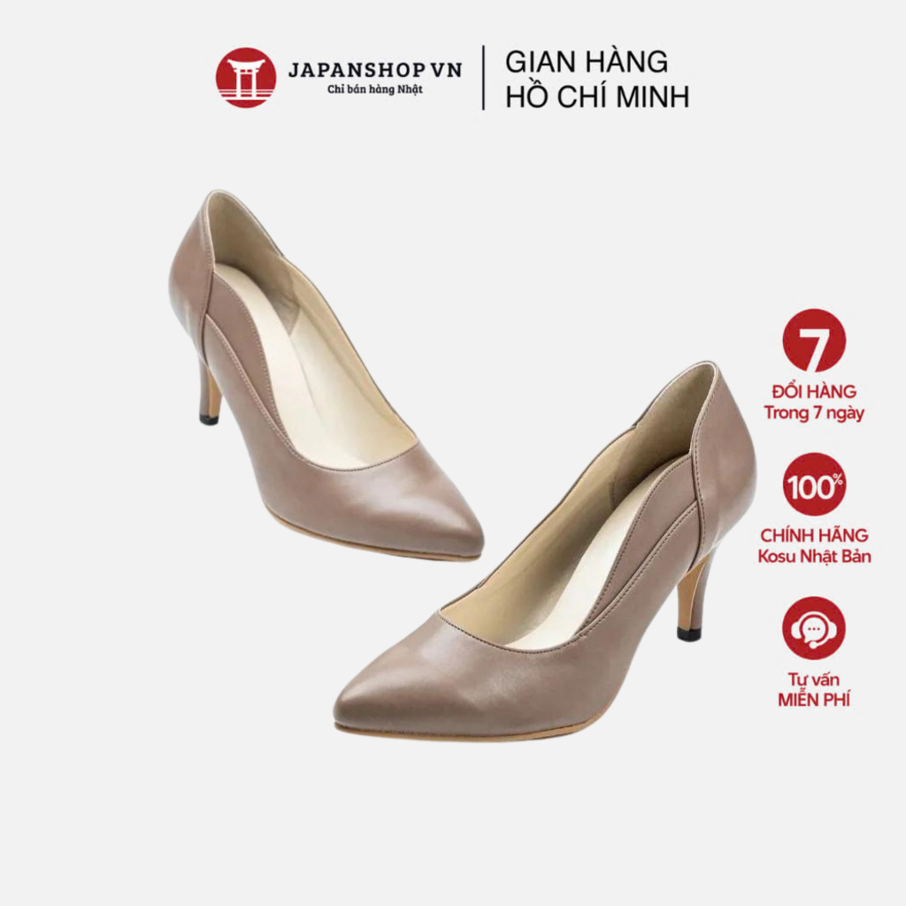 Giày cao gót bít mũi nhọn cao 7cm Kosu 2015, Giày công sở mũi nhọn êm nhẹ chống trơn trượt Nhật Bản
