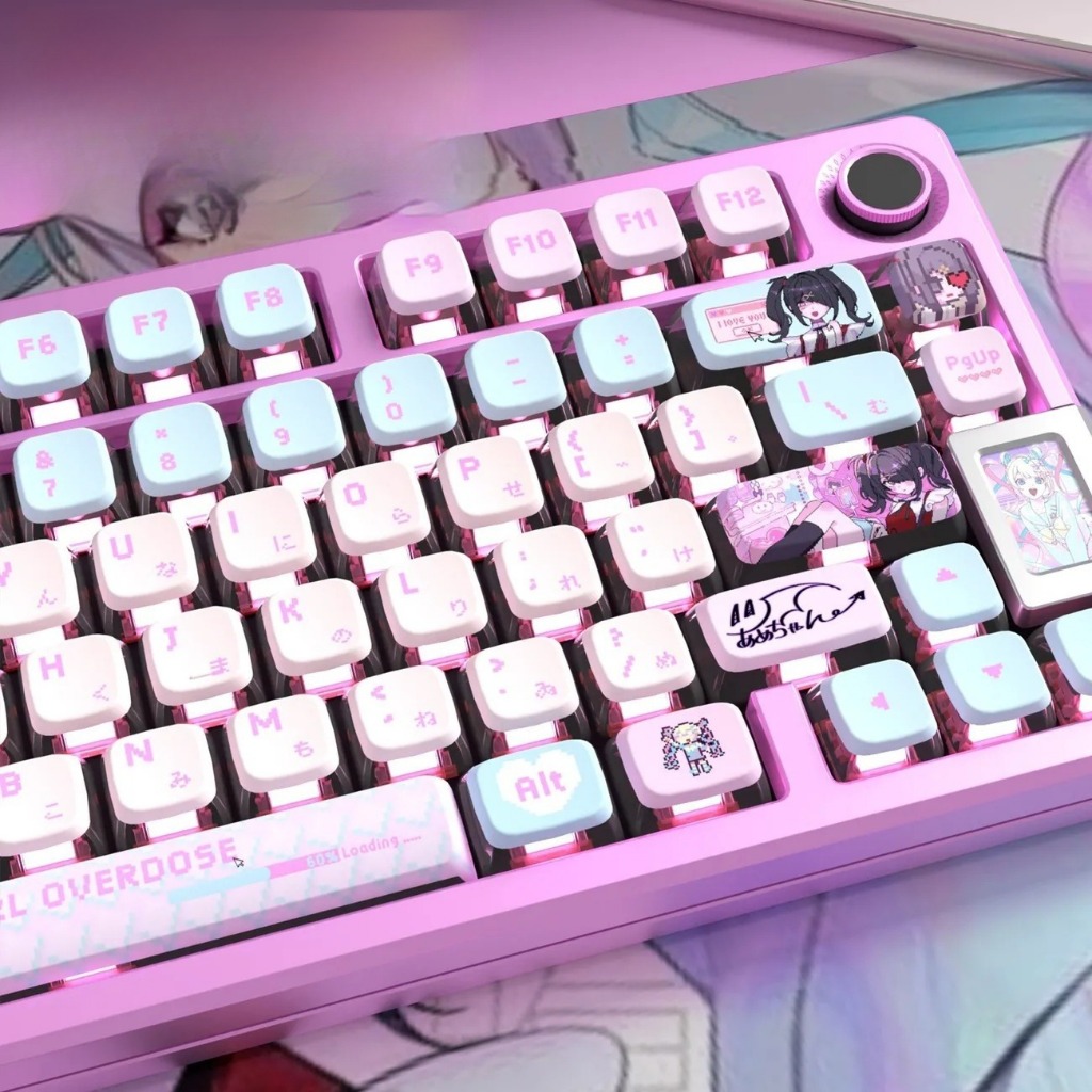 Keycap PBT Dye-Sub Needy Streamer Overload - OEM Profile Trong Suốt 4 Mặt - Tương Thích ROG/Wooting/