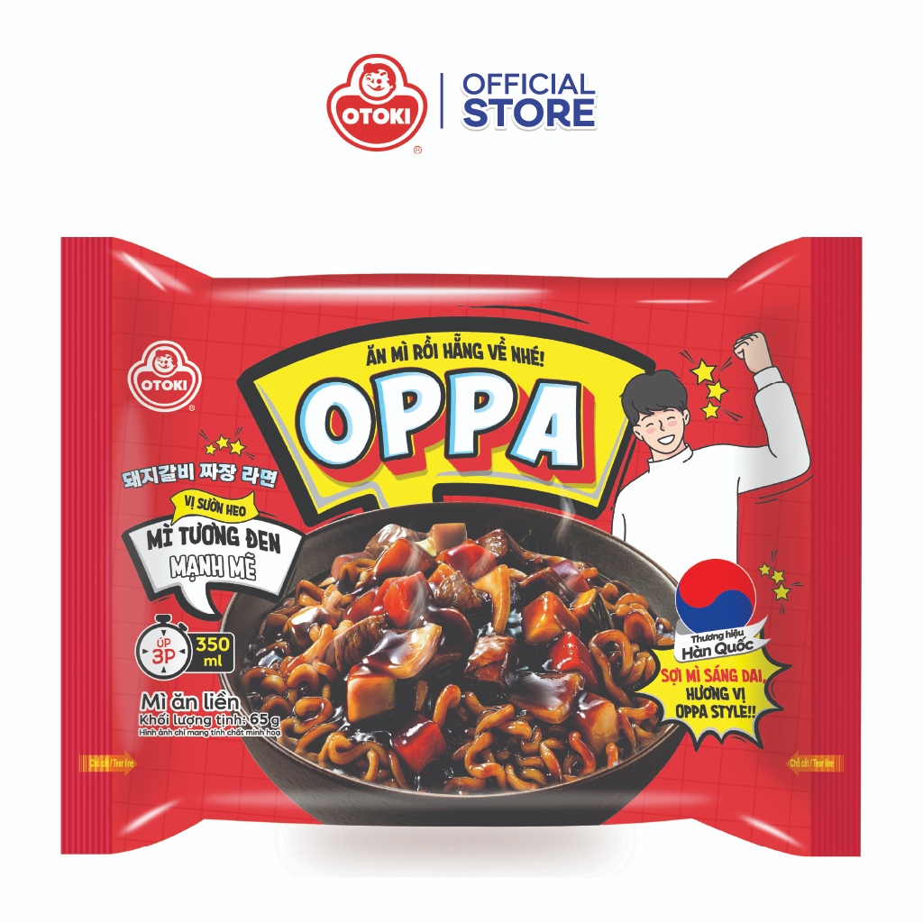 Combo 10 gói Oppa mì tương đen vị sườn heo ăn liền Otoki 65g