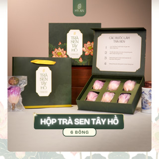  Trà sen Tây Hồ- Hy An- Hộp gồm 6 bông- Hộp quà biếu- nước trà thơm ngon- Trà shan tuyết ướp sen tươi 