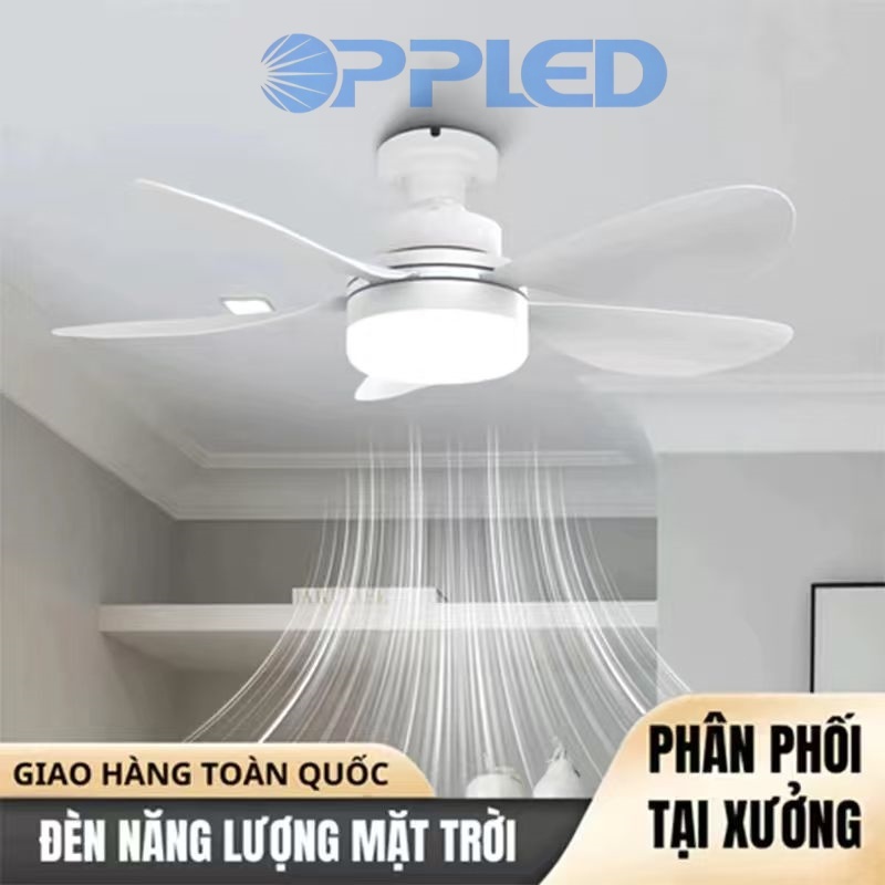 Quạt Trần 2 Trong 1 Kiêm Đèn Trang Trí  Đèn 3 Màu 3000K–6500K Sắc E27, Điều Khiển Từ Xa