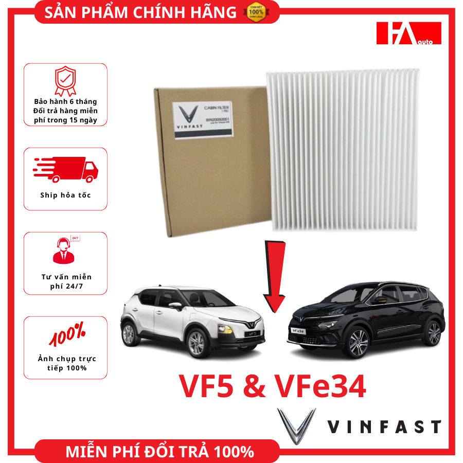 { Hàng Chính Hãng } Lọc gió điều hòa Vinfast VFe34, VF5, Nerio Green, Herio Green loại ra gió mạnh (