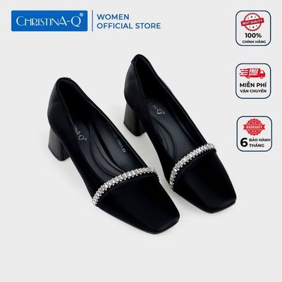Giày Nữ Cao Gót Bít Mũi Vuông CHRISTINA-Q GBV167H (form lớn 1.5)