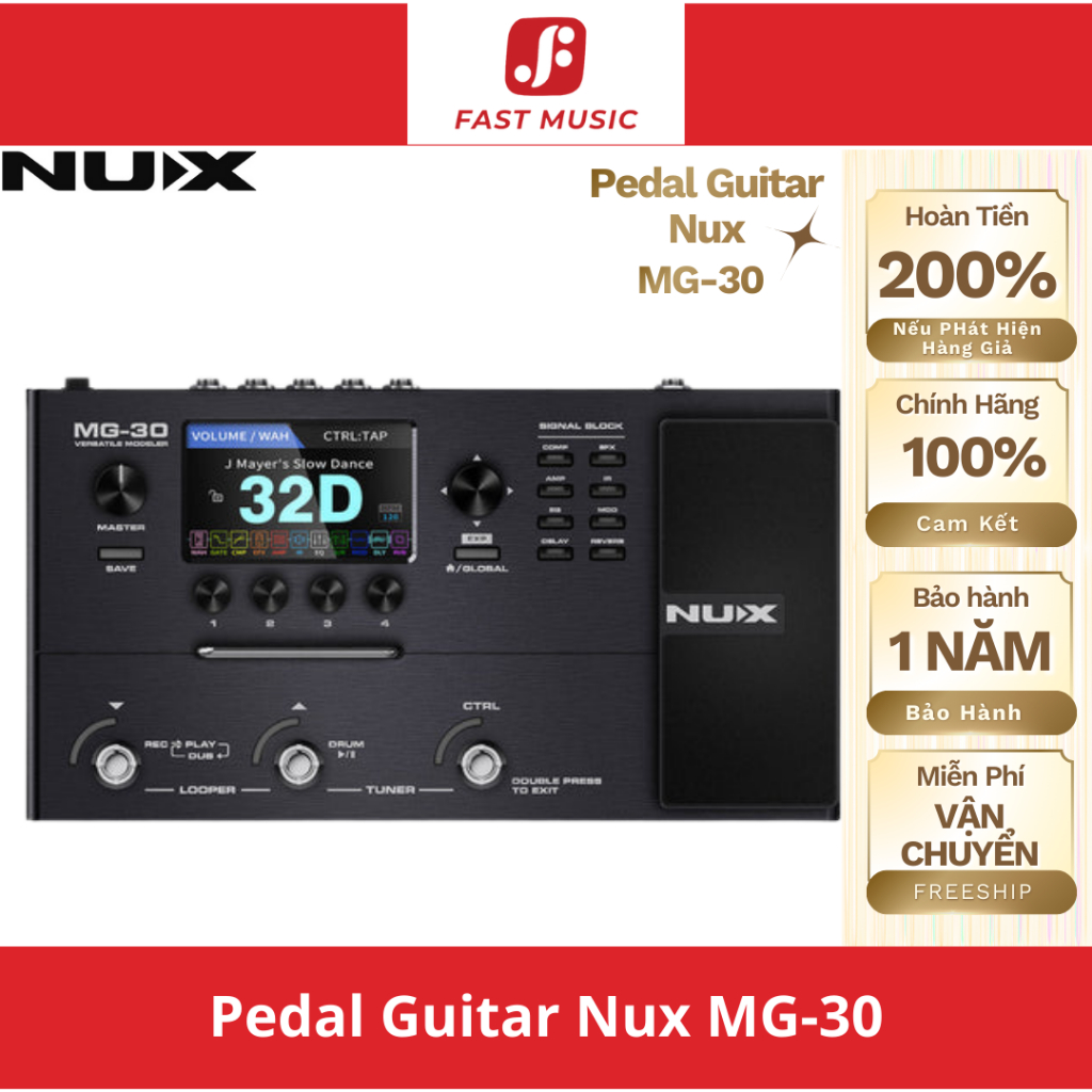 Phơ Đàn Guitar Nux MG30 Multi Effects Chính Hãng Tặng Kèm Tiếng Đi Show