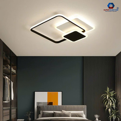 Đèn Trần Led Hiện Đại - Thiết Kế 3 Hình Vuông Lồng Nghệ Thuật Decor phòng ngủ phòng khách quan cafe không Remote