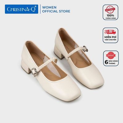 Giày Nữ Cao Gót Bít Mũi Vuông CHRISTINA-Q GBV169H ( form 1.5, chân thường, chân gầy lùi 1 size)