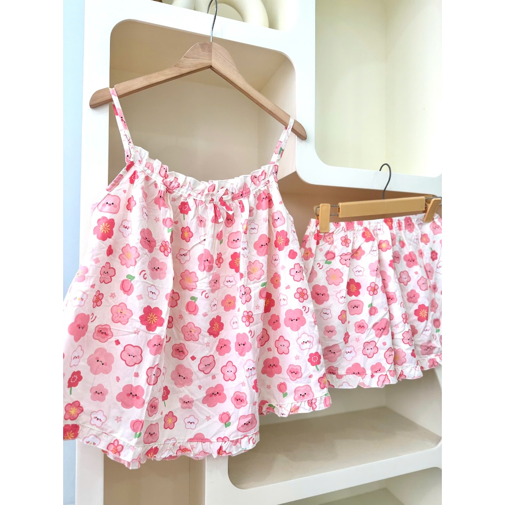 (CÓ BIGSIZE) Đồ bộ vải TOLE đồ ngủ hai dây nhiều họa tiết dễ thương (40-75kg) | BigBuy360 - bigbuy360.vn