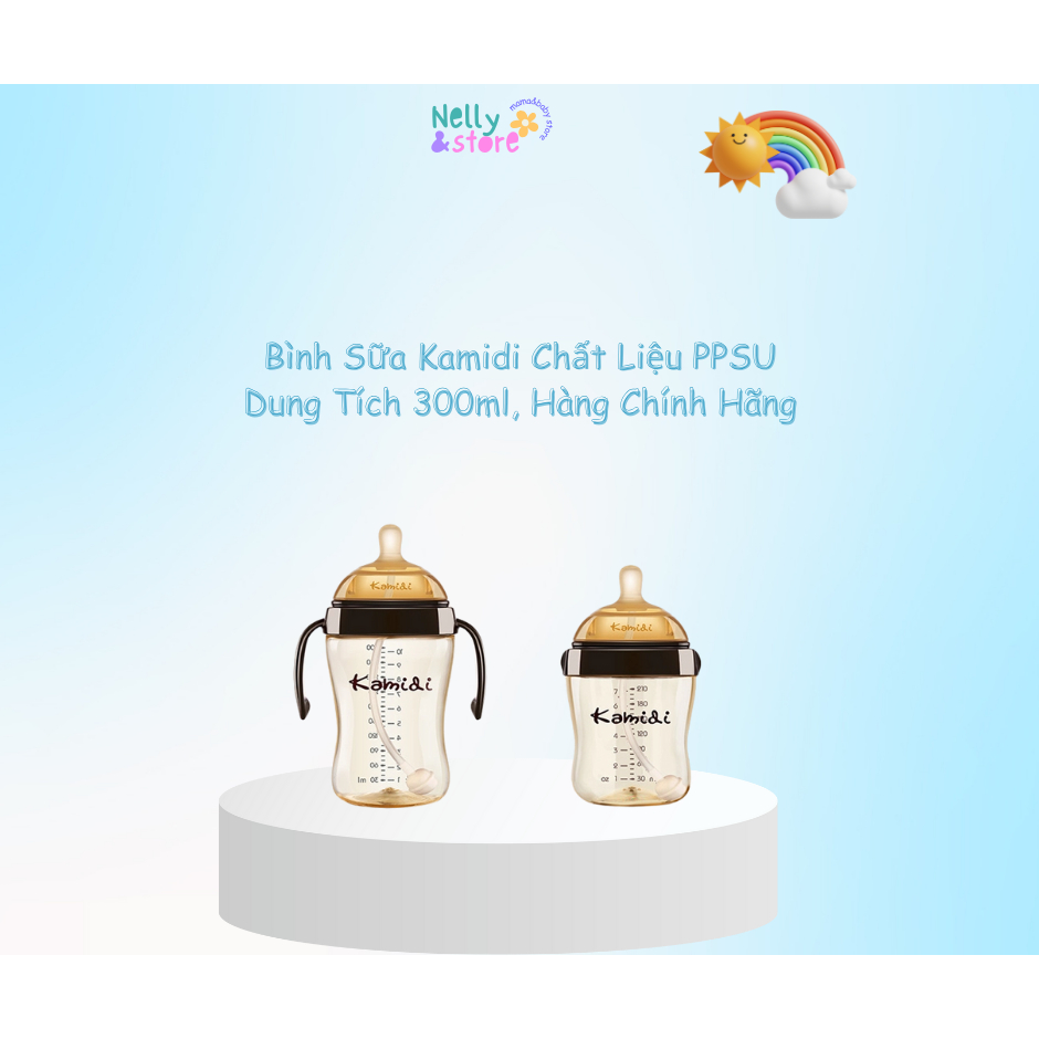 Bình Sữa Kamidi Chất Liệu PPSU Dung Tích 300ml, Hàng Chính Hãng