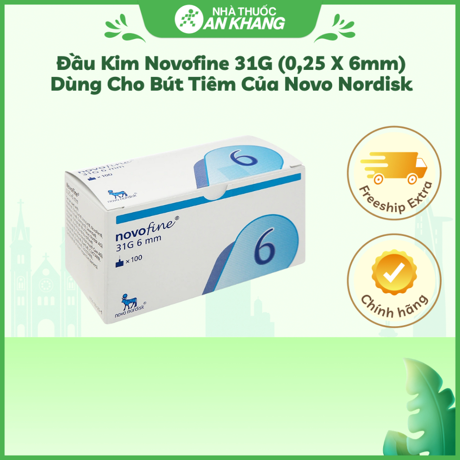 Hộp 100 cái đầu kim Novofine 31G (0,25 x 6mm) dùng cho bút tiêm của Novo Nordisk