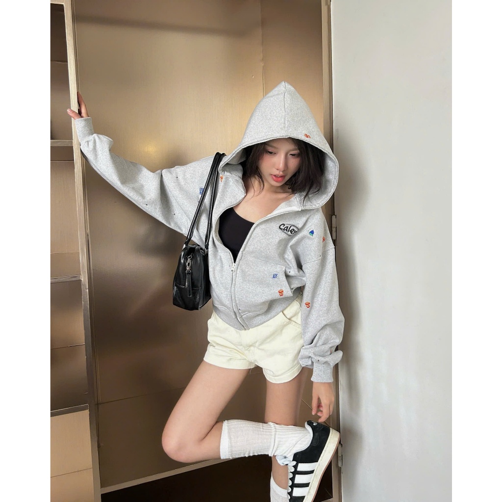 Calem.Club- Áo Hoodie Zip CALEM STICKER chất nỉ chân cua form boxy nam nữ áo khoác nỉ dây kéo mùa đông | BigBuy360 - bigbuy360.vn