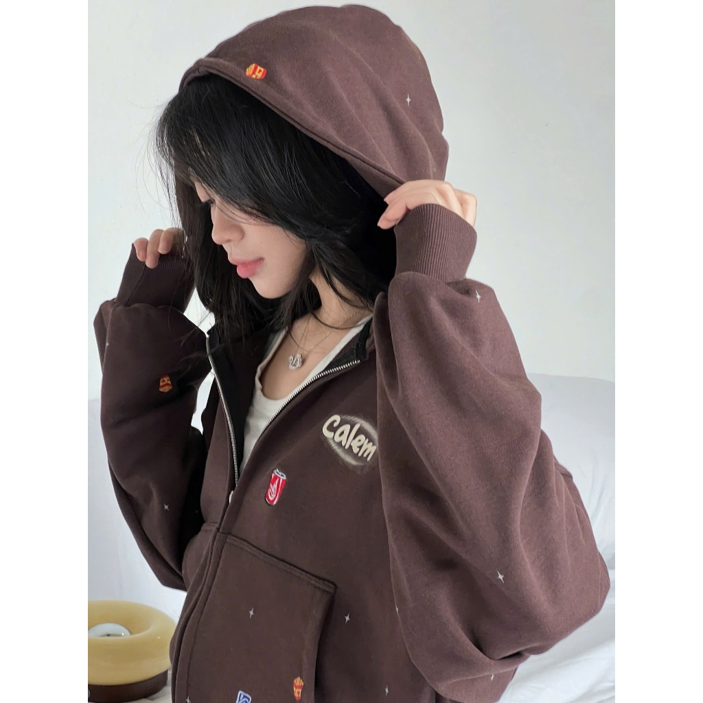 Calem.Club- Áo Hoodie Zip CALEM STICKER chất nỉ chân cua form boxy nam nữ áo khoác nỉ dây kéo mùa đông | BigBuy360 - bigbuy360.vn