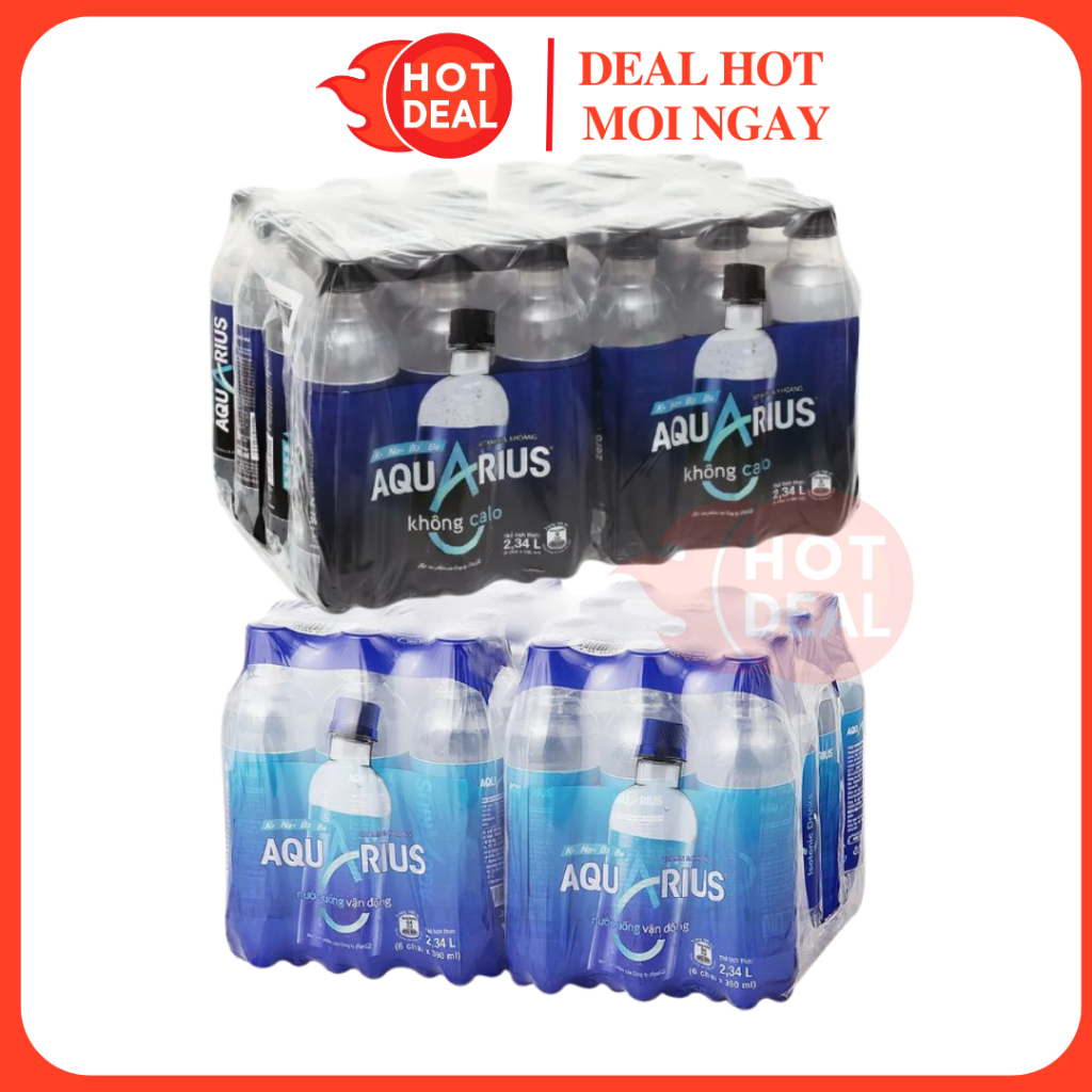 Lốc 24 Chai Nước Uống Thể Thao Vận Động Aquarius Không Calo 390ml/Chai