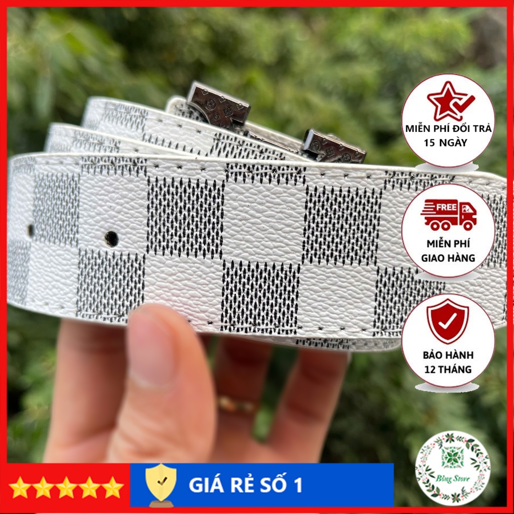 Dây lưng nam khóa rồng cao cấp Thắt lưng nam caro thời trang mặt kim loại trẻ trung LLR01