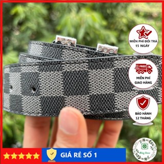 Dây lưng nam cao cấp, thắt lưng nam caro, dây lưng da thời trang, mặt kim loại nguyên khối trẻ trung lịch lãm TL002