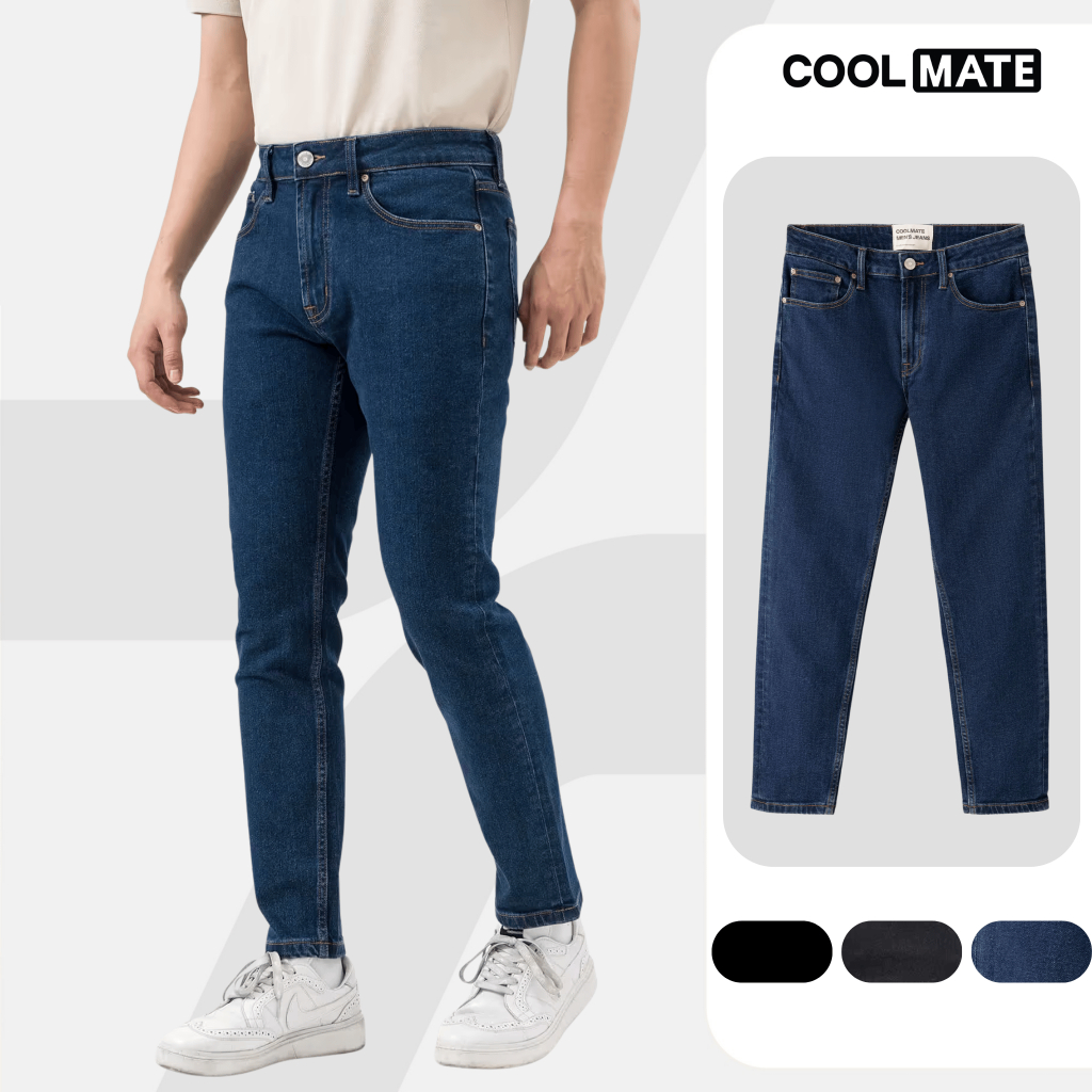   SALE TẾT-TẶNG ÁO SƠ MI ĐƠN TỪ 200k Quần Jeans Nam Basics dáng Slim fit bền bỉ vừa vặn tôn dáng quần mặc Tết Coolmate 