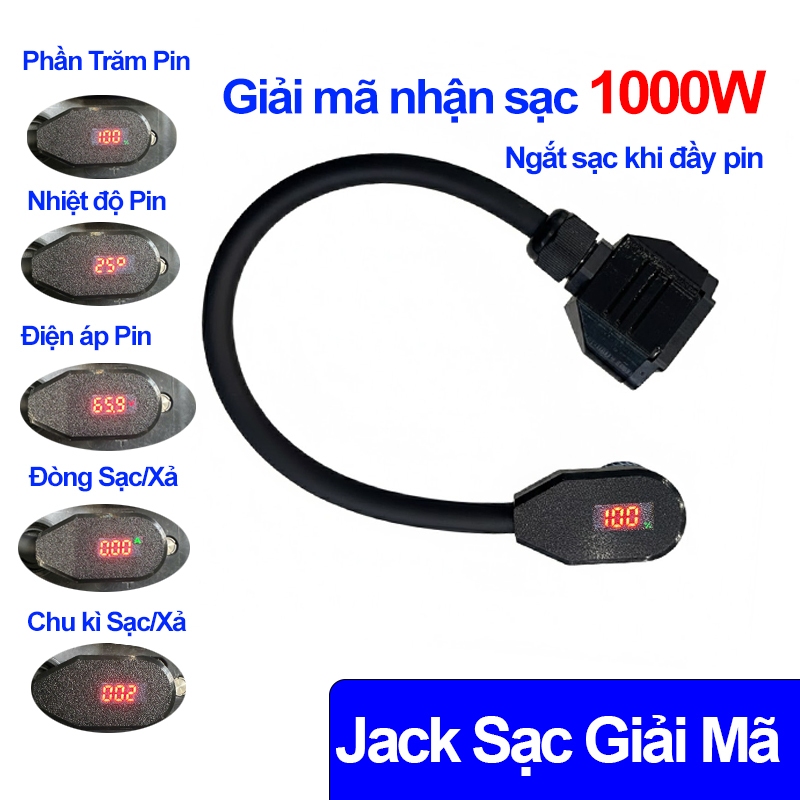 Dây Jack sạc pin ngoài cho Các dòng xe Vinfast Feliz Neo, EVO Neo, EVO Grand Jack Chuyển đổi sạc cắm