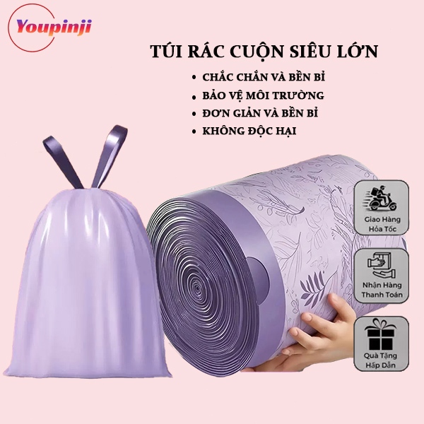 🔥🔥🔥【Giảm 2 món】100 Cái Đựng Rác Hương Lavender Xua Đuổi Ruồi Muỗi, Có quai, Có Dây Rút, Túi Rác Đuổi Muỗi Oải Hương